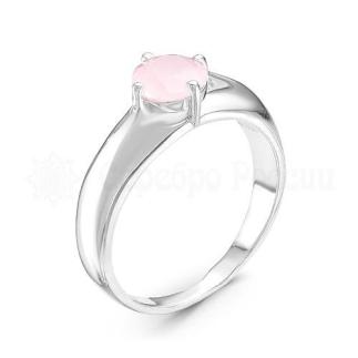 Кольцо из серебра с кварцем розовый лунный камень родированное