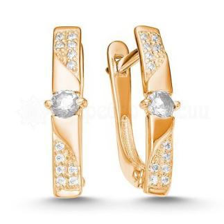 Серьги из золочёного серебра с фианитами