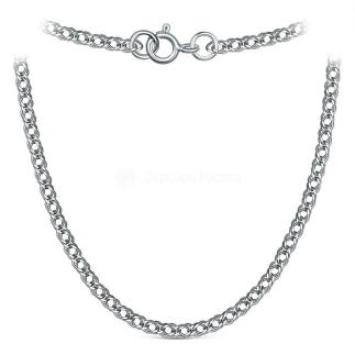 Цепь из серебра родированная - Двойной ромб, 40 см