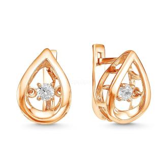 Серьги из золочёного серебра с подвижными фианитами