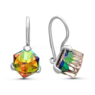 Серьги из серебра с кристаллами Swarovski родированные