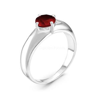 Кольцо из серебра с пл.кварцем цв.гранат родированное