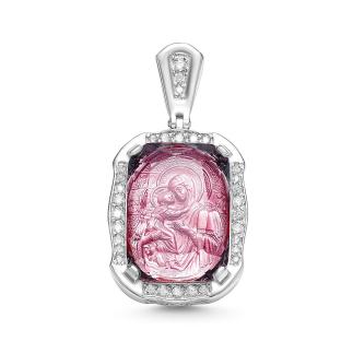 Подвеска из серебра с пл. кварцем и фианитами родированная - Владимирская БМ