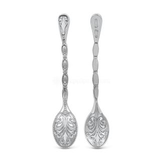 Ложка-загребушка из серебра родированная