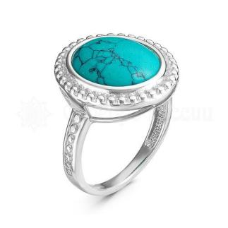 Кольцо из серебра с бирюзой родированное