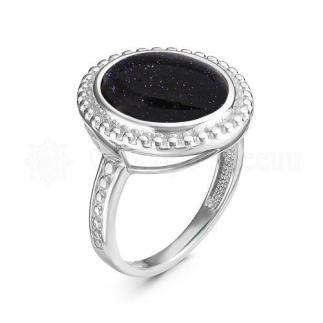 Кольцо из серебра с авантюрином родированное