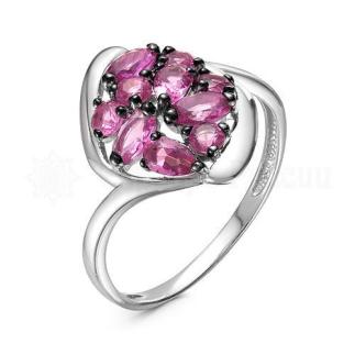 Кольцо из серебра с кварцем рубин родированное