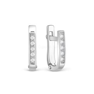 Серьги детские Дорожки из серебра с фианитами родированные