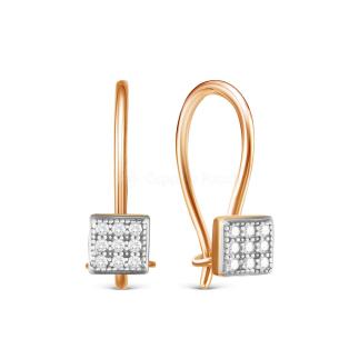Серьги детские из золочёного серебра с фианитами