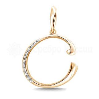 Подвеска-буква из золочёного серебра с фианитами - С