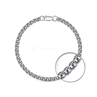 Браслет из чернёного серебра - Бисмарк, 18 см