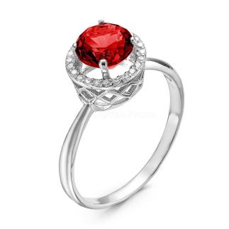 Кольцо из серебра с фианитами родированное