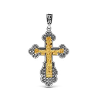 Крест из чернёного серебра с золочением