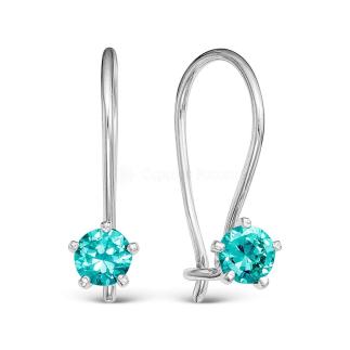 Серьги детские из серебра с фианитами родированные