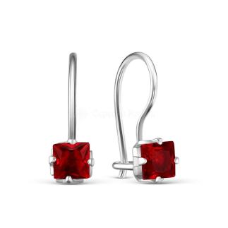 Серьги из серебра с фианитами родированные