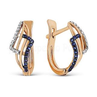 Серьги из золочёного серебра с синими фианитами