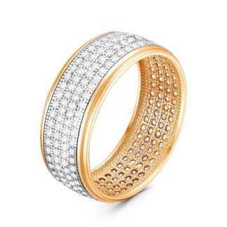 Кольцообручальное  из золочёного серебра с фианитами