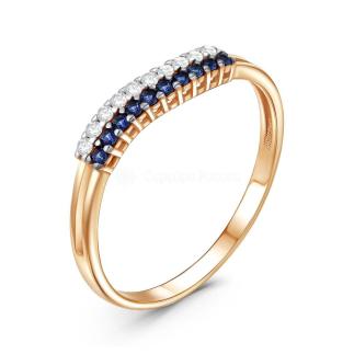 Кольцо из золочёного серебра с фианитами