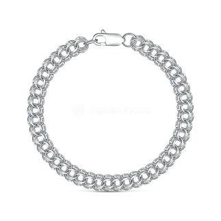 Браслет из серебра с алмазной огранкой родированный - Питон, 19 см