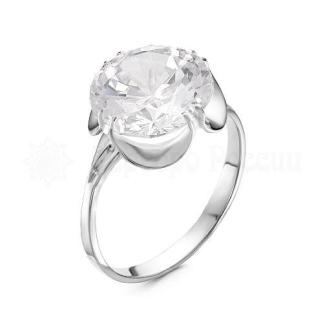 Кольцо из серебра с фианитом родированное