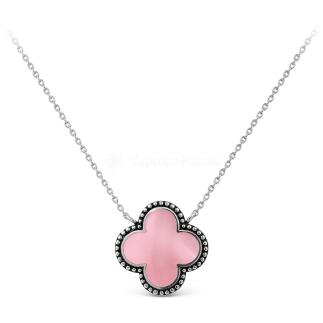 Колье из серебра с перламутром родированное