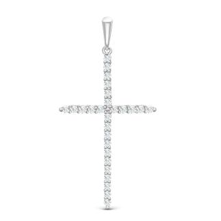 Подвеска из серебра с фианитами родированная - Крест