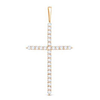 Подвеска-крест из золочёного серебра с фианитами