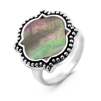 Кольцо из серебра с перламутром родированное