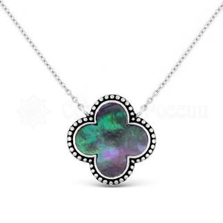 Колье из серебра с перламутром родированное