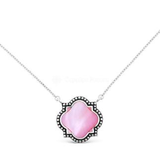 Колье из серебра с перламутром родированное