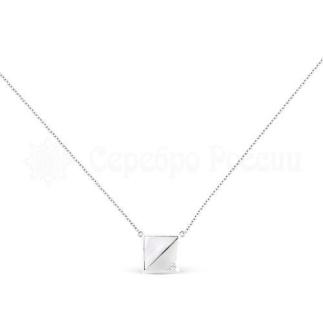 Колье из серебра с перламутром и куб. цирконием родированное