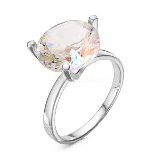 Кольцо из серебра с радужным кварцем родированное