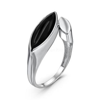 Кольцо из серебра с фианитом родированное