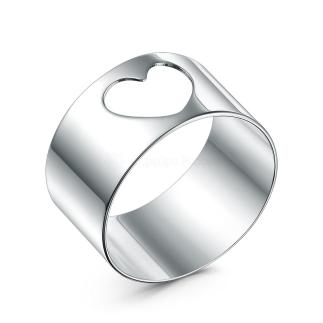 Кольцо из серебра родированное - Сердце