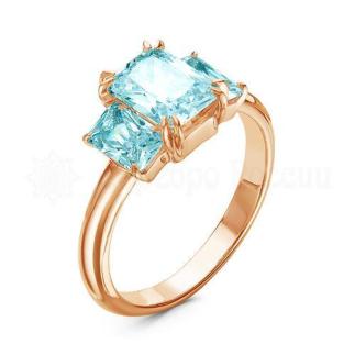 Кольцо из золочёного серебра с кварцем sky топаз