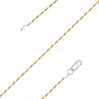 Цепь из серебра с родированием и золочением (карабин с запаянным соединительным кольцом)
