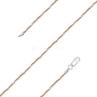 Цепь из серебра с родированием и золочением (карабин с запаянным соединительным кольцом)