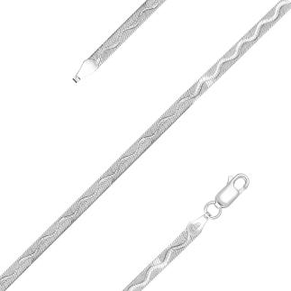 Цепь из серебра родированная (карабин с запаянным соединительным кольцом)