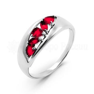 Кольцо из серебра с кварцем гранат родированное