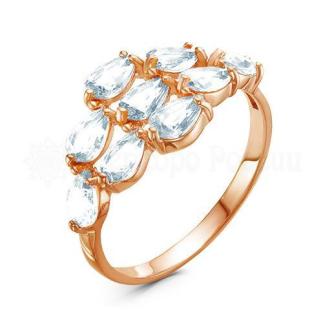 Кольцо из золочёного серебра с кварцем sky топаз