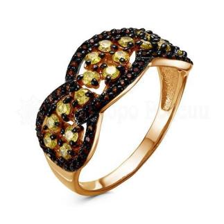 Кольцо из золочёного серебра с фианитами