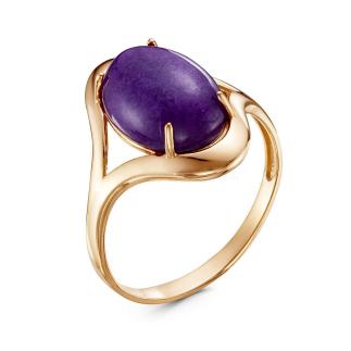 Кольцо из золочёного серебра с рек.чароитом 