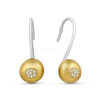 Серьги из серебра с куб.цирконием и позолотой родированные