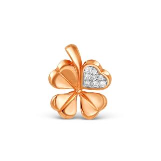 Подвеска из золочёного серебра с фианитами - Четырёхлистник