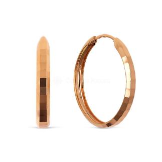 Серьги-конго из золочёного серебра с алмазной огранкой, диаметр 2,6 см