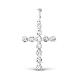 Подвеска из серебра с фианитами родированная - Крест, 3,7 см
