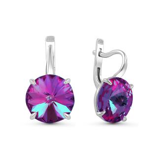 Серьги из серебра с кристаллами Swarovski родированные