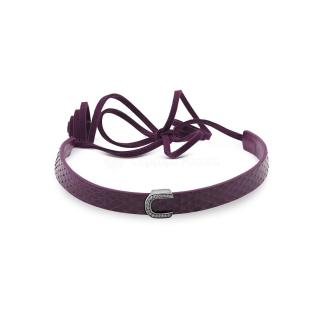 Колье из кожи питона с элементами из родированного серебра и куб.цирконием