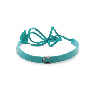 Колье из кожи питона с элементами из родированного серебра и куб.цирконием