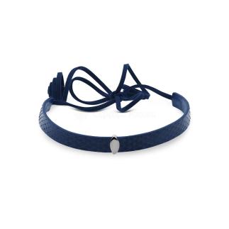 Колье из кожи питона с элементами из родированного серебра и эмалью